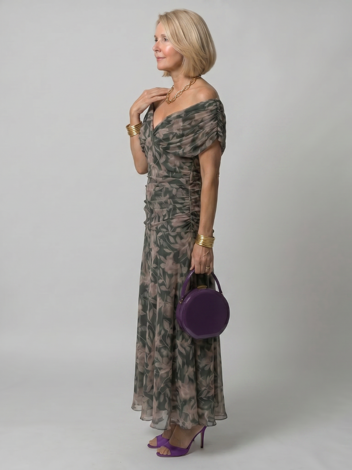 Violet & Grace™ | Off Shoulder Flow Midi Dress