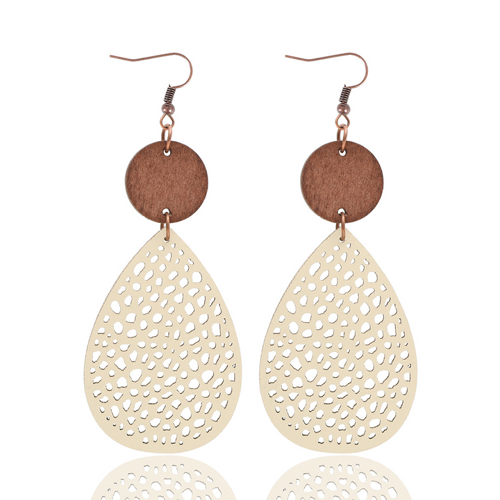 Eliana - Vintage Style Hollow-Out PU Leather Drop Earrings