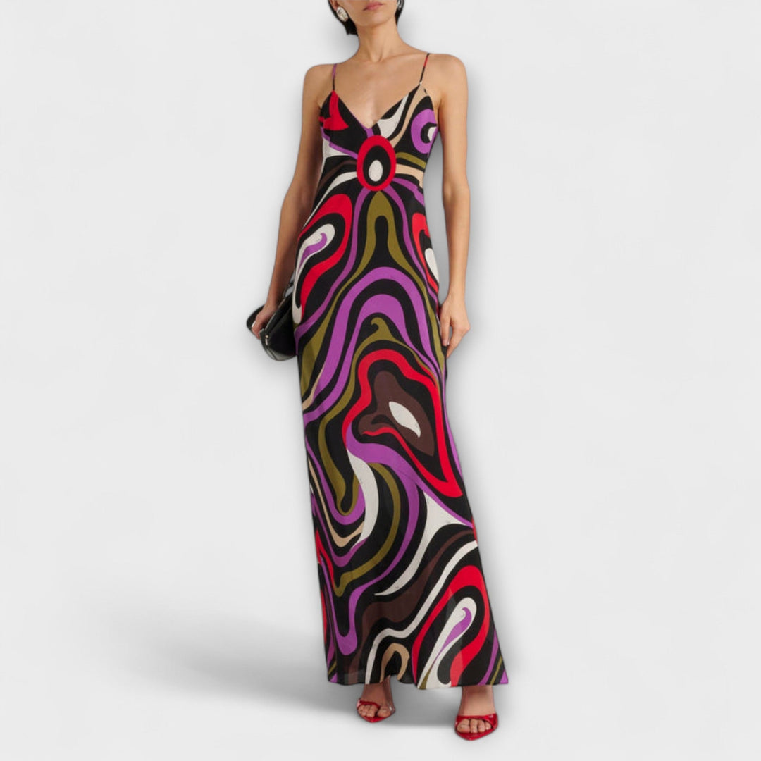 Daphne - Maxi Dress in Marble Print