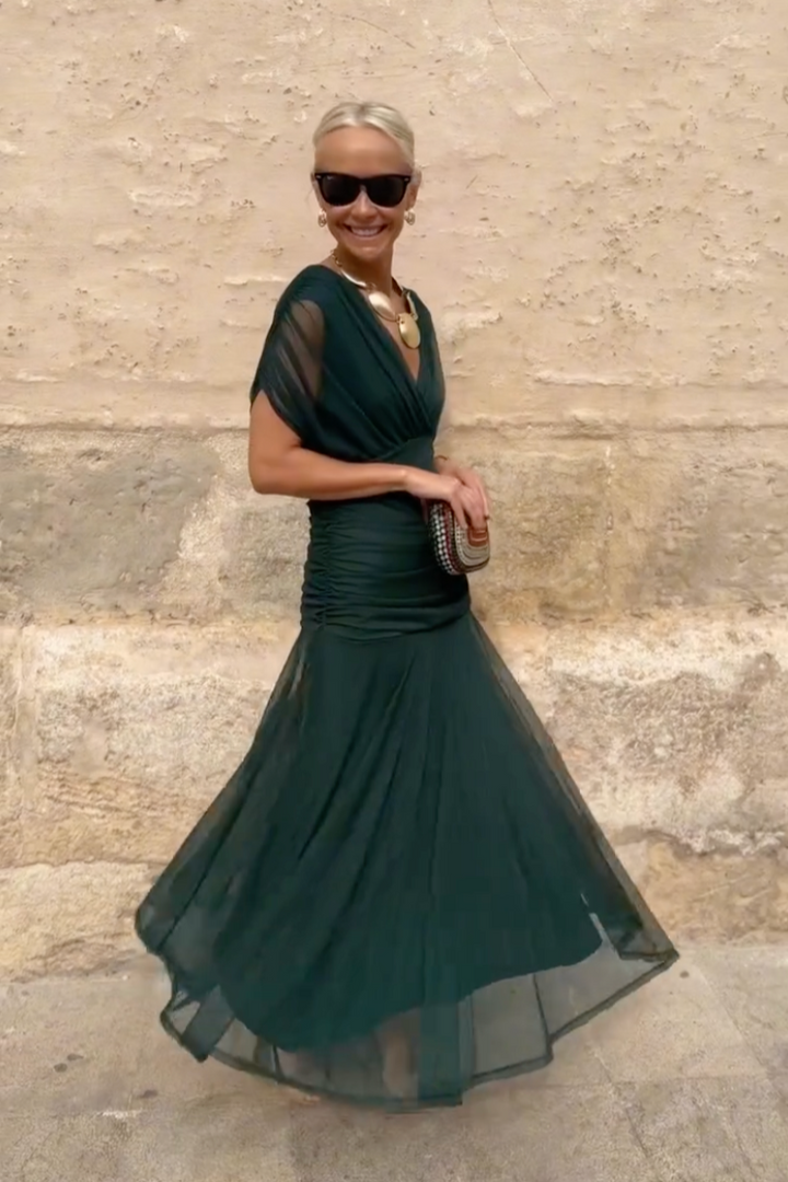 Henrietta™ | Elegant V-Neck Fantasy Floral Maxi Dress