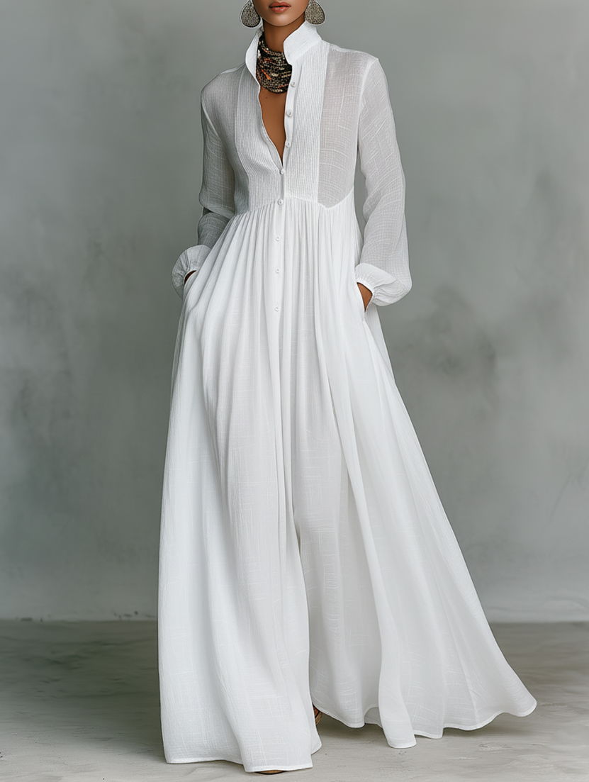 Serena | Vestido Maxi con Botones Frontal Fluidos