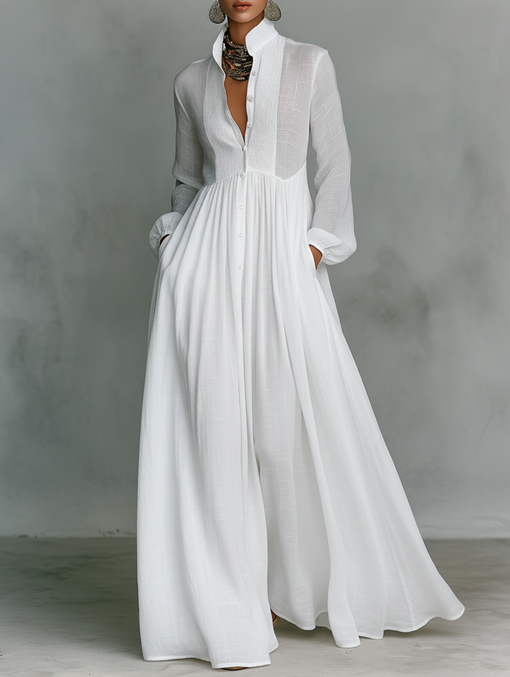 Serena | Vestido Maxi con Botones Frontal Fluidos