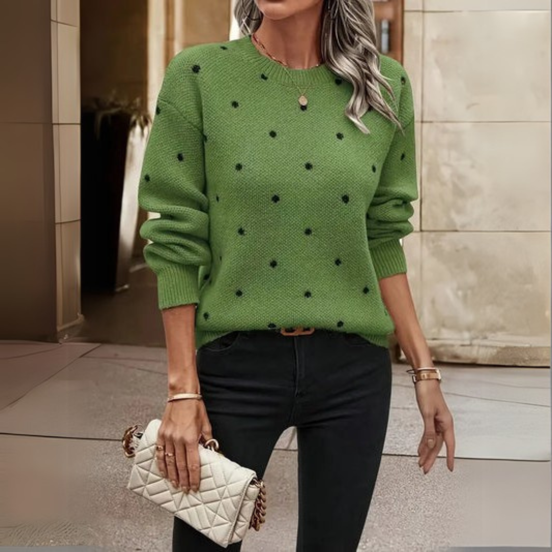 Ava - Comfortable Spotty Knit Sweater