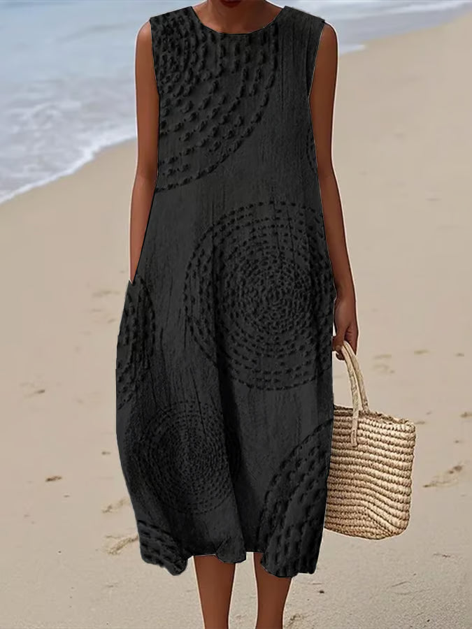 Eliza | Soft Embroidered Sleeveless Midi Dress