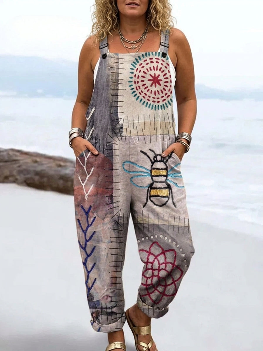 Comfortable Printed Overalls
