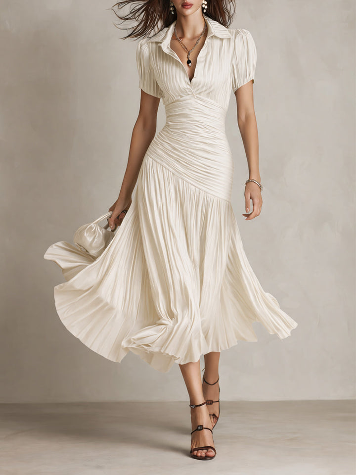 NORMA™ - RETRO STRIPED SATIN MIDI DRESS