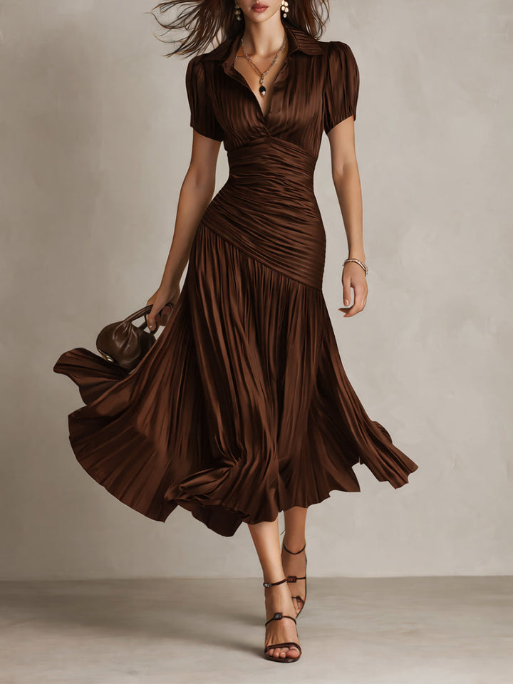 NORMA™ - RETRO STRIPED SATIN MIDI DRESS