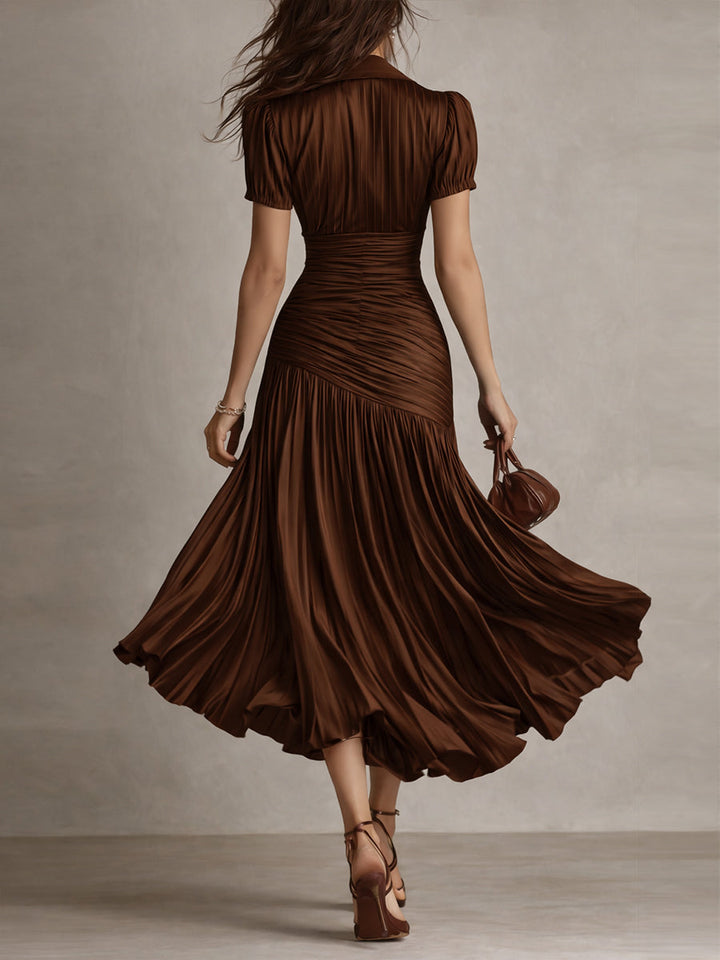NORMA™ - RETRO STRIPED SATIN MIDI DRESS