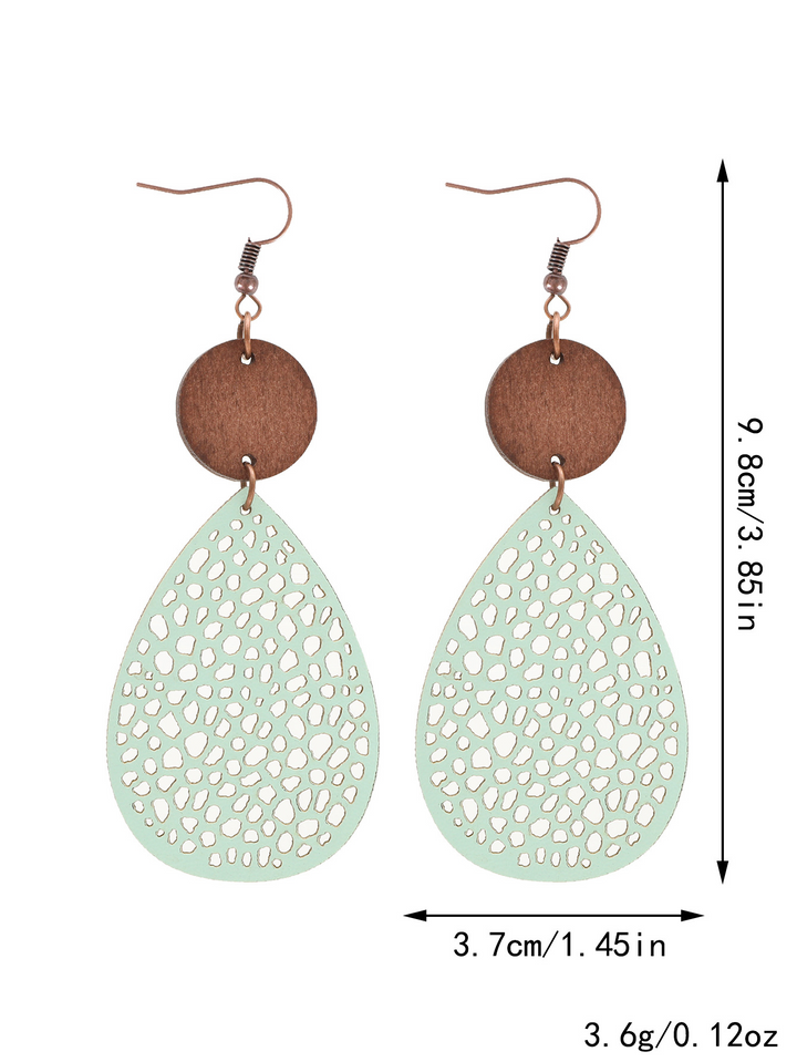 Eliana - Vintage Style Hollow-Out PU Leather Drop Earrings