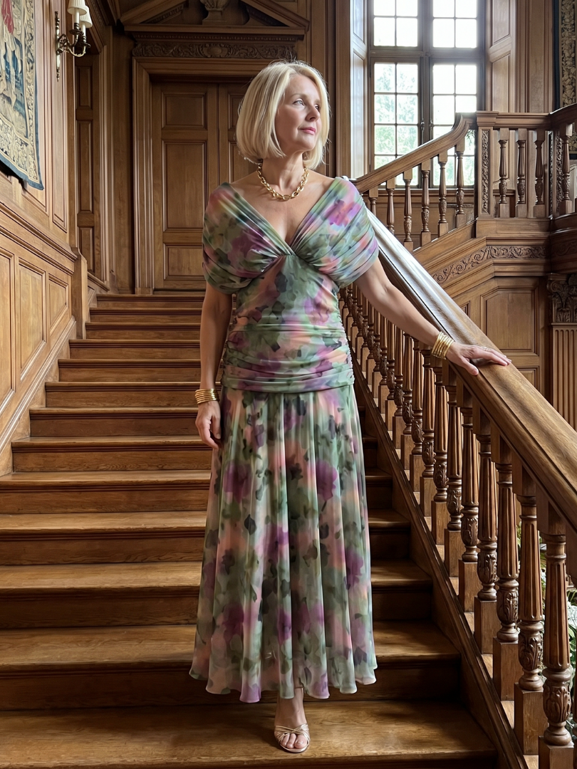 Violet & Grace™ | Off Shoulder Flow Midi Dress