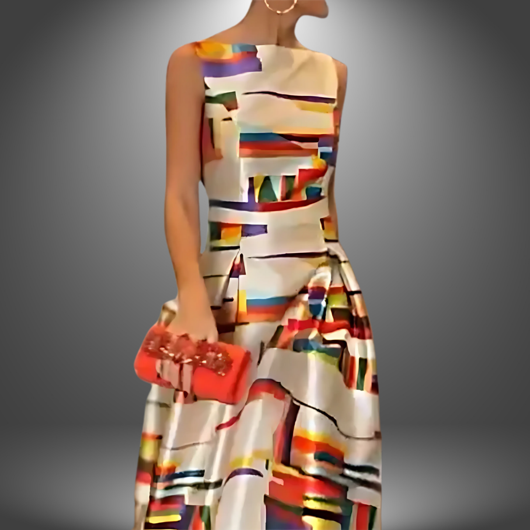 Tatum - Elegant Printed Long Party Dress