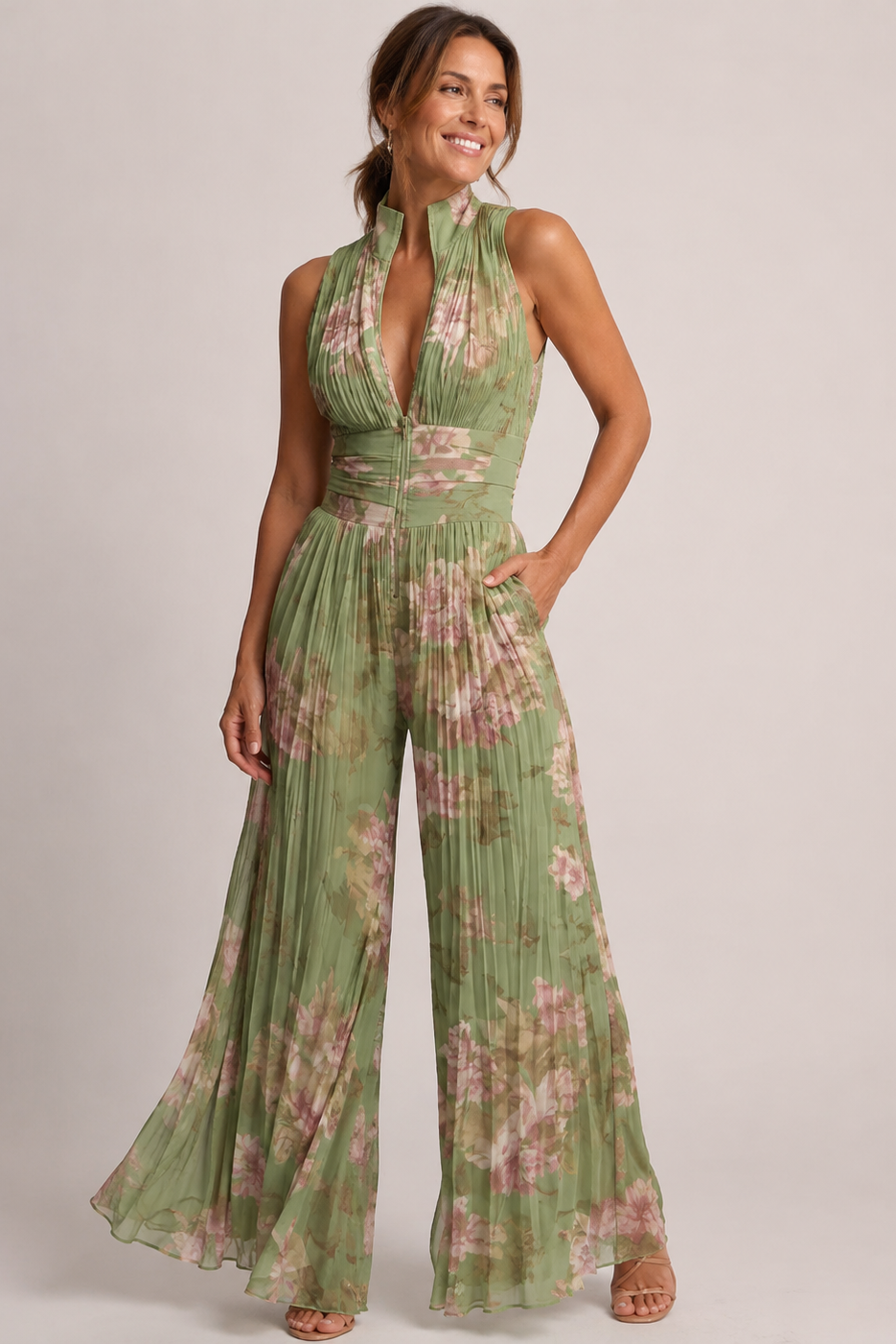 Djoni | Pleated Halter Jumpsuit