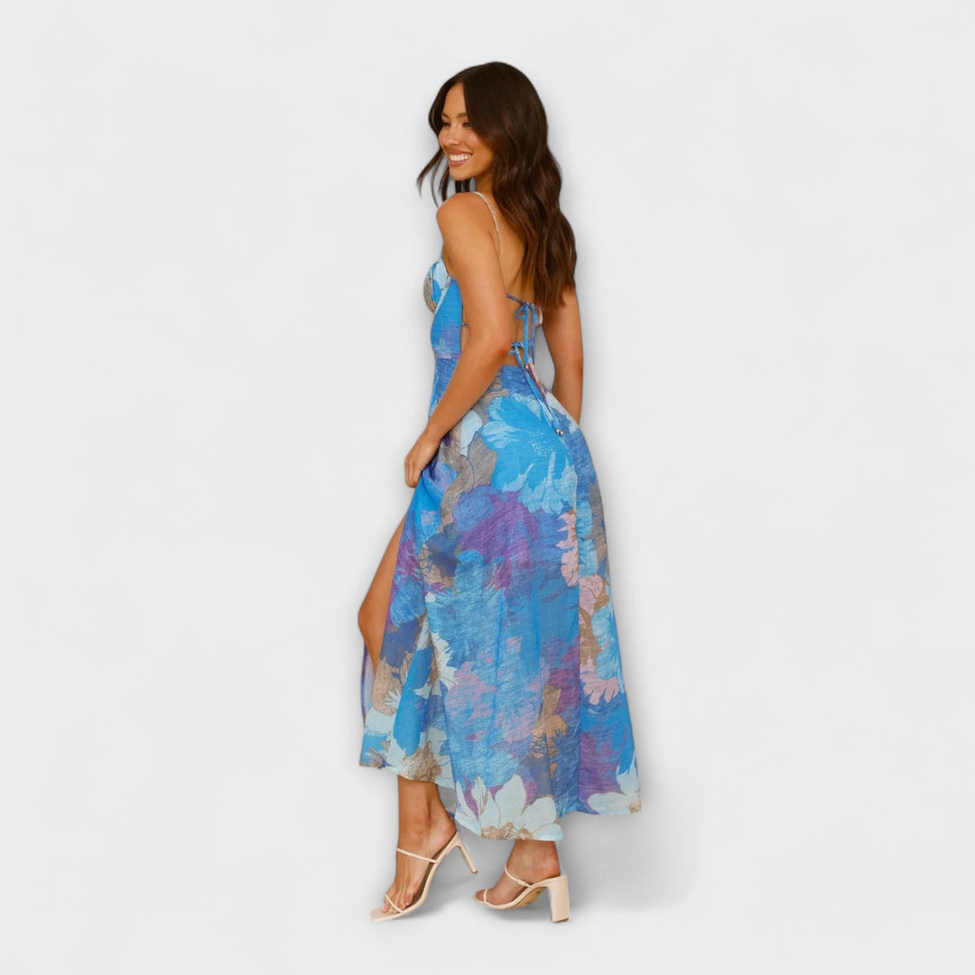Audrey - Floral Print Strap Dress for Women - Stylish and Alluring