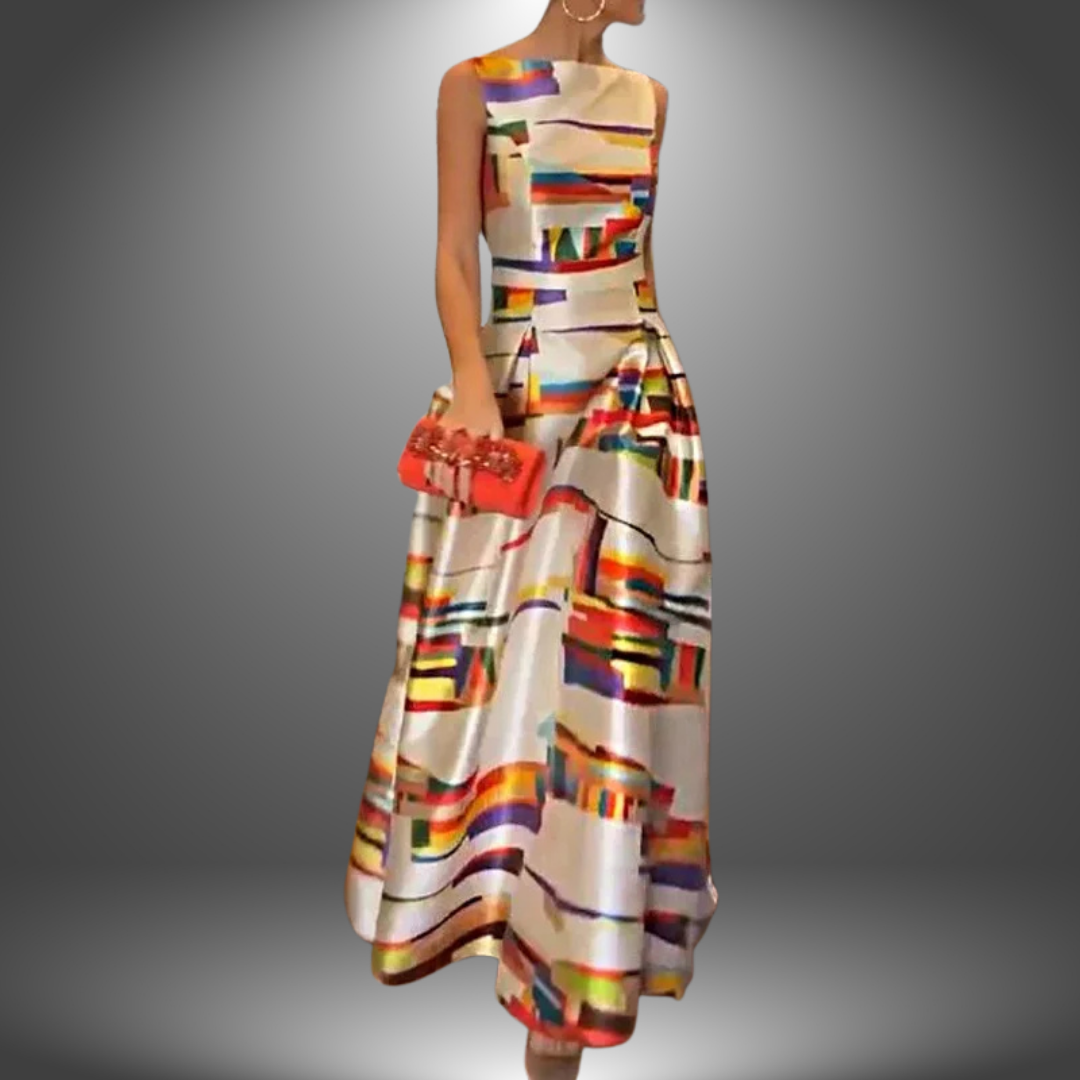 Tatum - Elegant Printed Long Party Dress