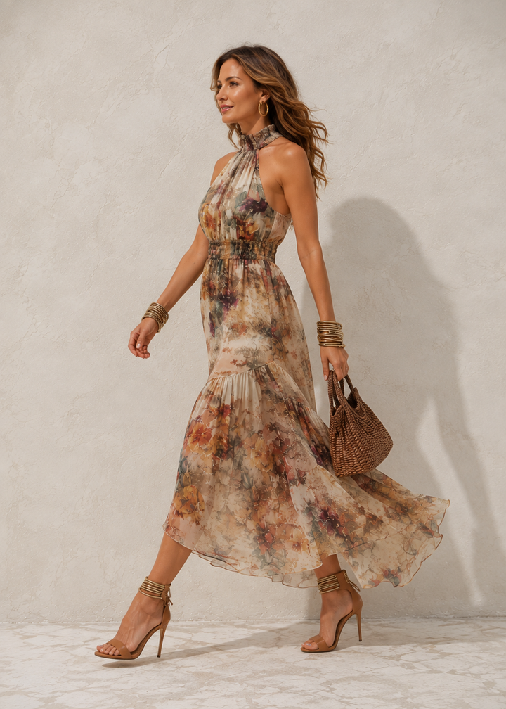 Ivy | Effortless Halter Neck Maxi Dress for Women
