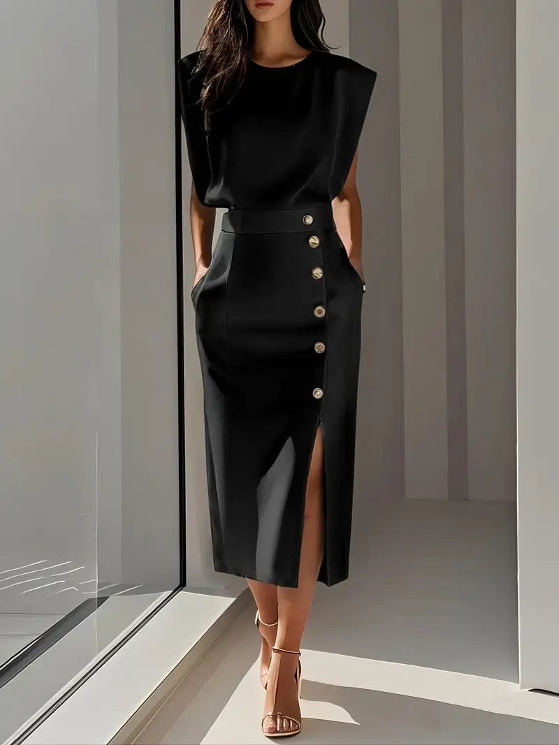 Dolly - Vestido Midi con Abertura Lateral