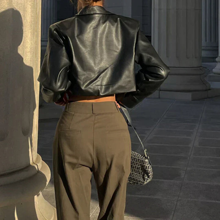 Élise™ | Sophisticated and Trendy Faux Leather Jacket
