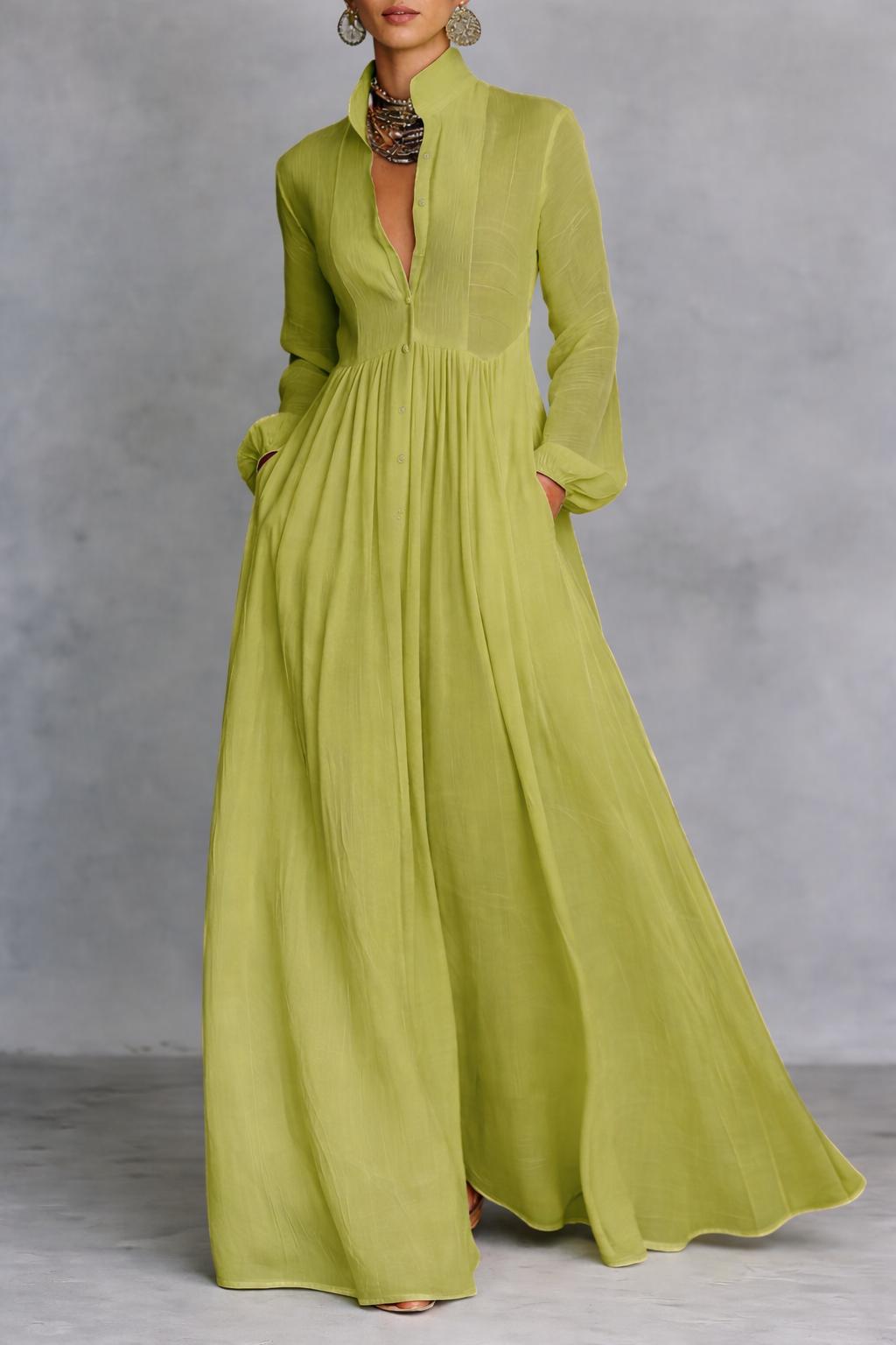 Serena | Vestido Maxi con Botones Frontal Fluidos