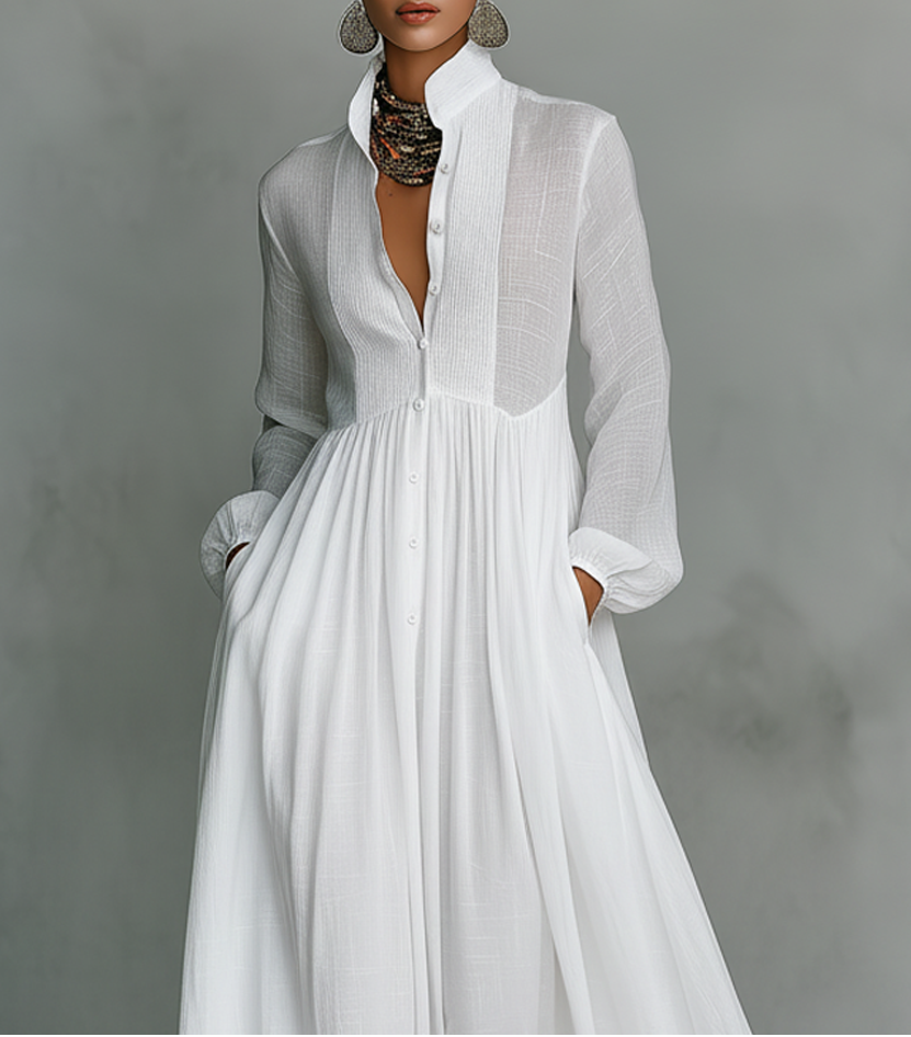 Serena | Vestido Maxi con Botones Frontal Fluidos