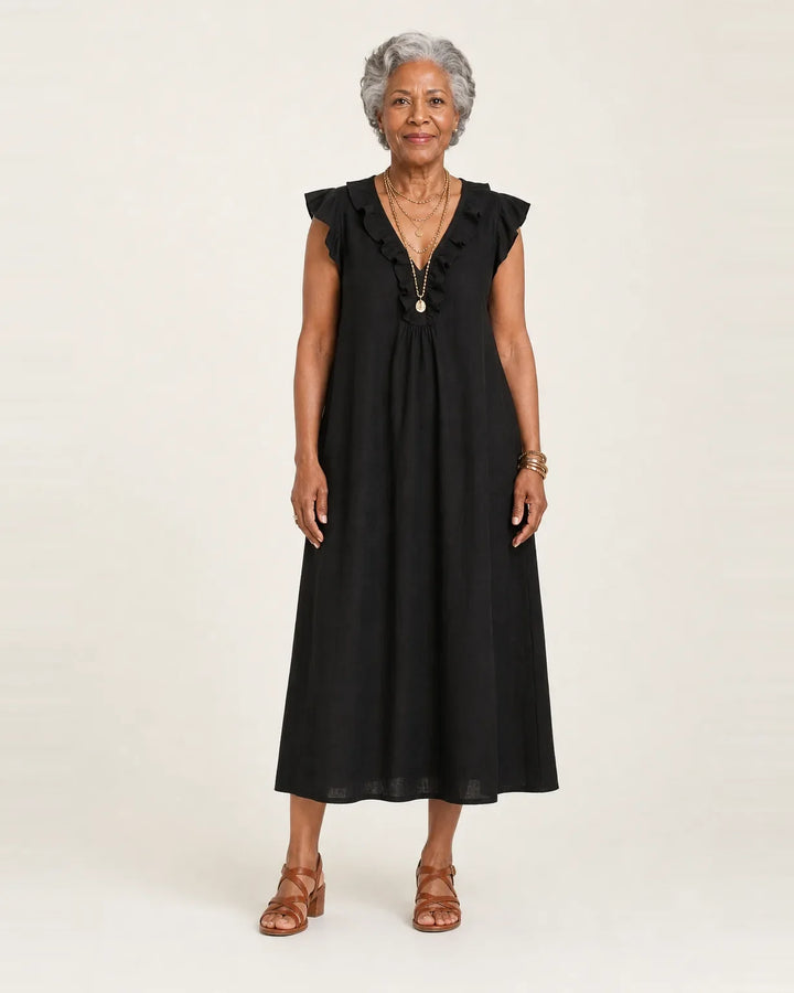 Josette | Ruffle V-Neck Maxi Dress