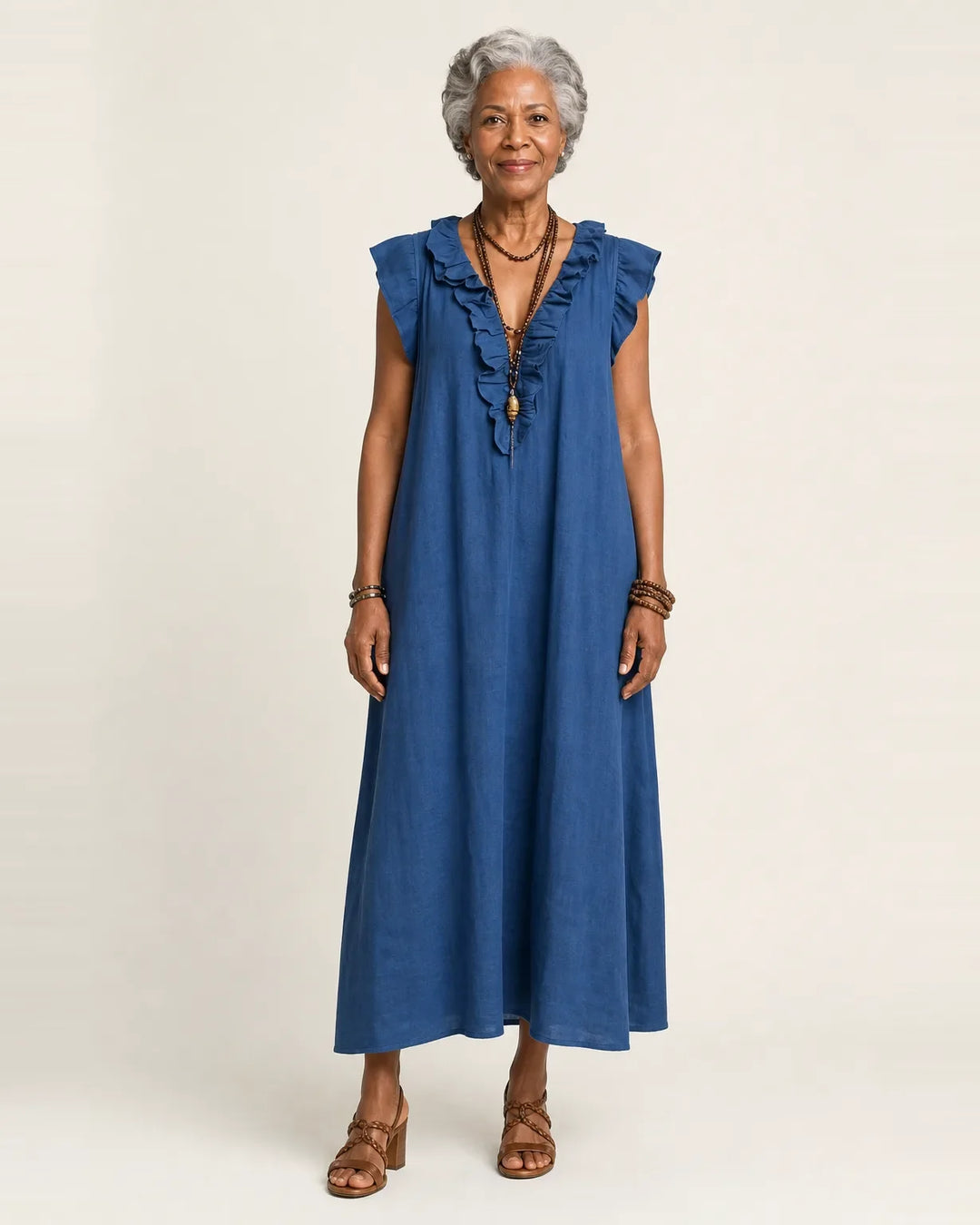 Josette | Ruffle V-Neck Maxi Dress