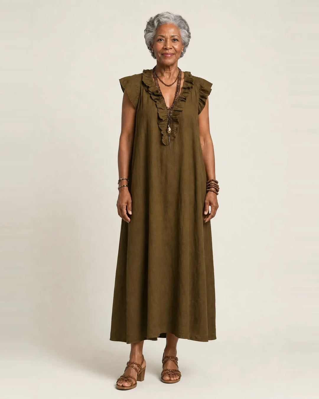 Josette | Ruffle V-Neck Maxi Dress