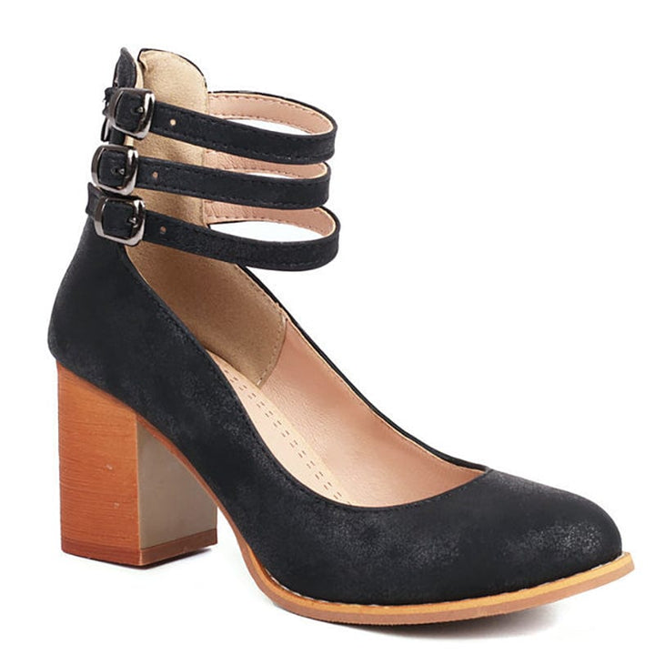 Ariana |  Triple Buckle Heels