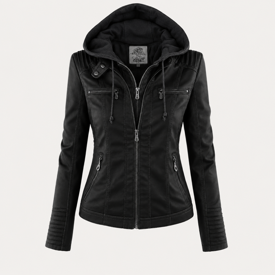 Diane | Hooded Leather Jacket