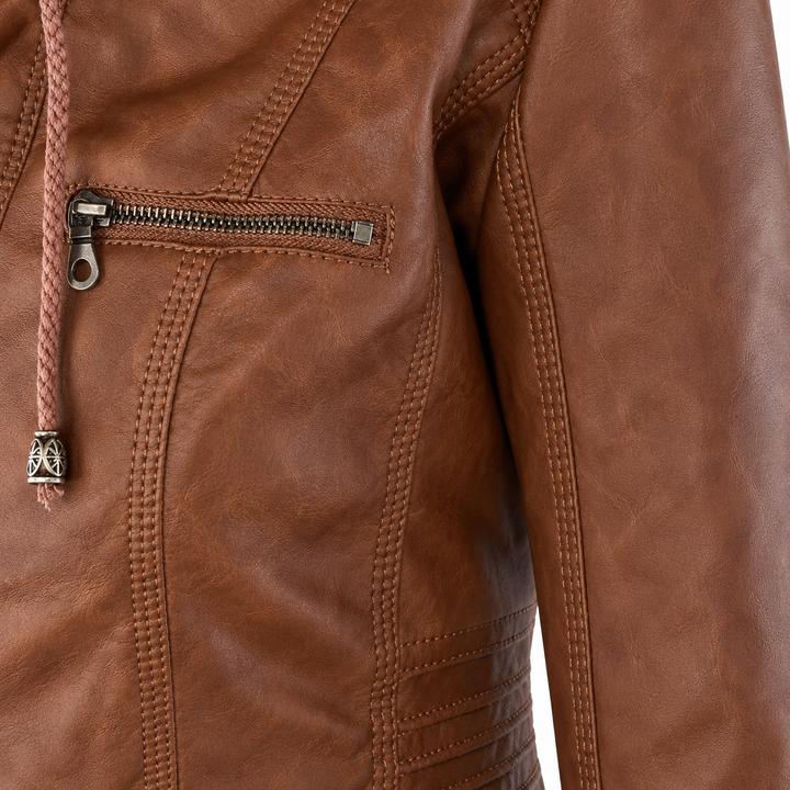Diane | Hooded Leather Jacket