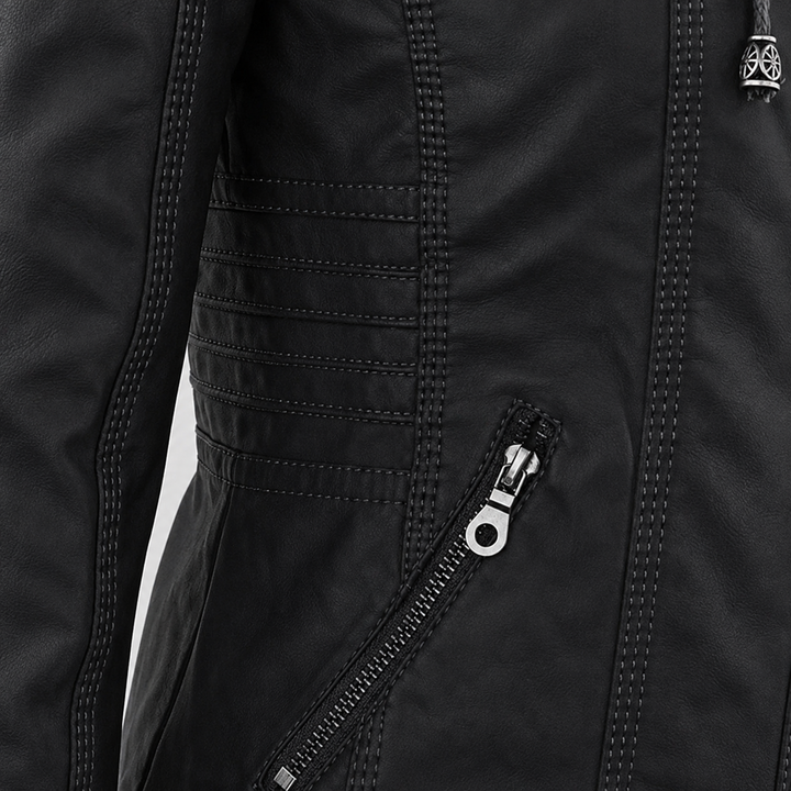 Diane | Hooded Leather Jacket