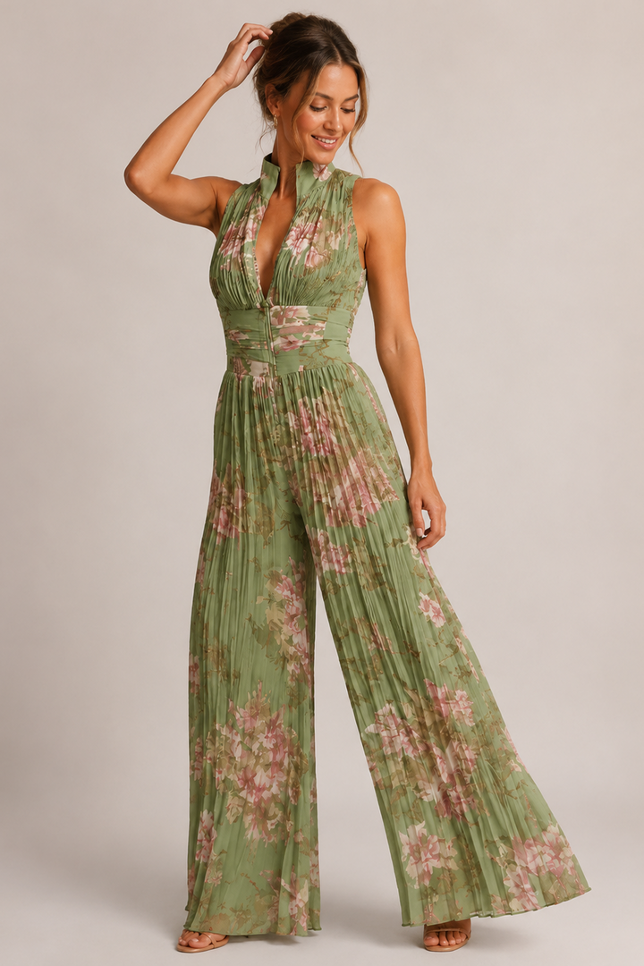 Djoni | Pleated Halter Jumpsuit
