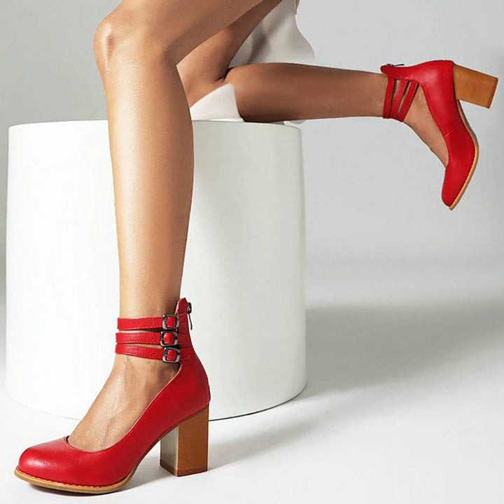 Ariana |  Triple Buckle Heels