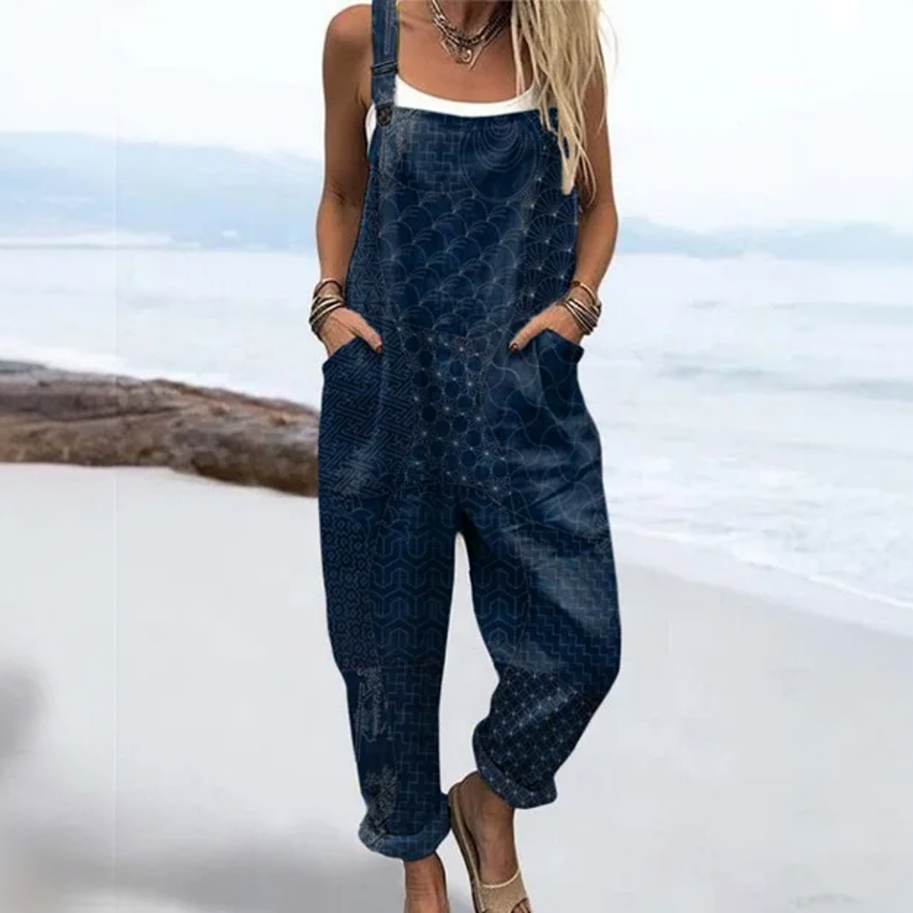 Indigo Pattern Dungarees