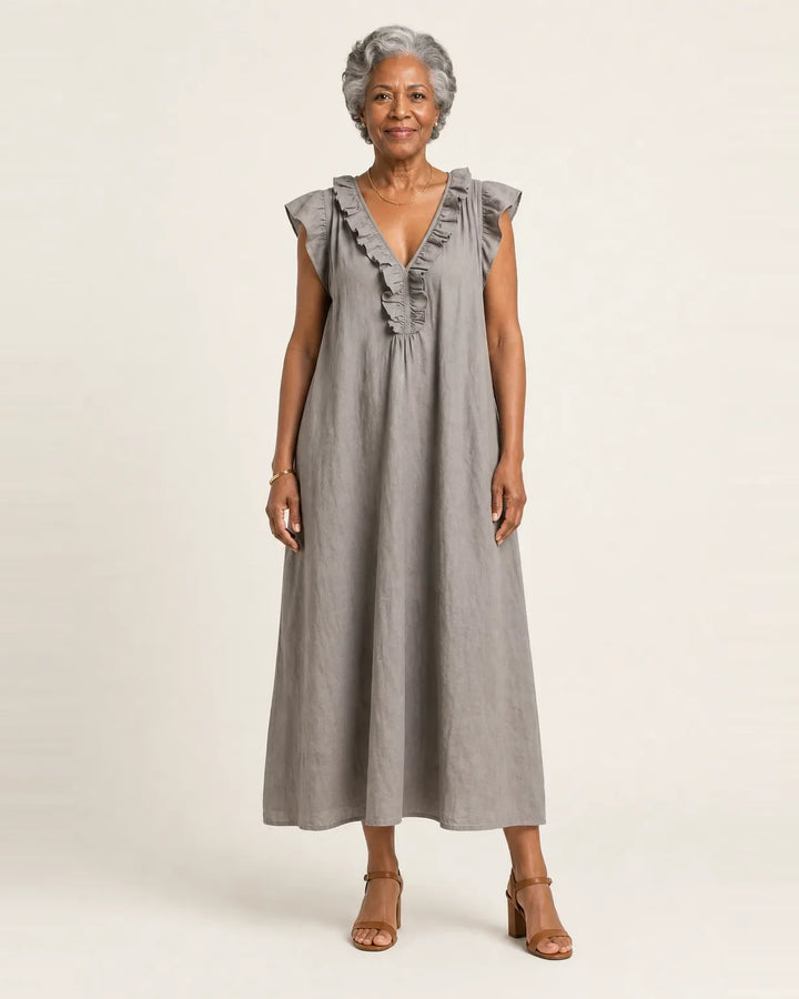 Josette | Ruffle V-Neck Maxi Dress