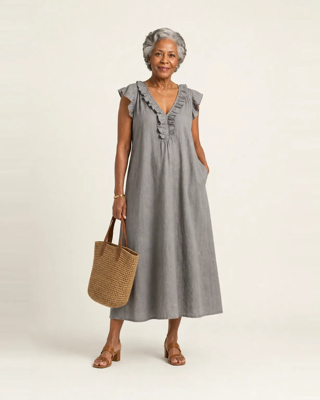 Josette | Ruffle V-Neck Maxi Dress