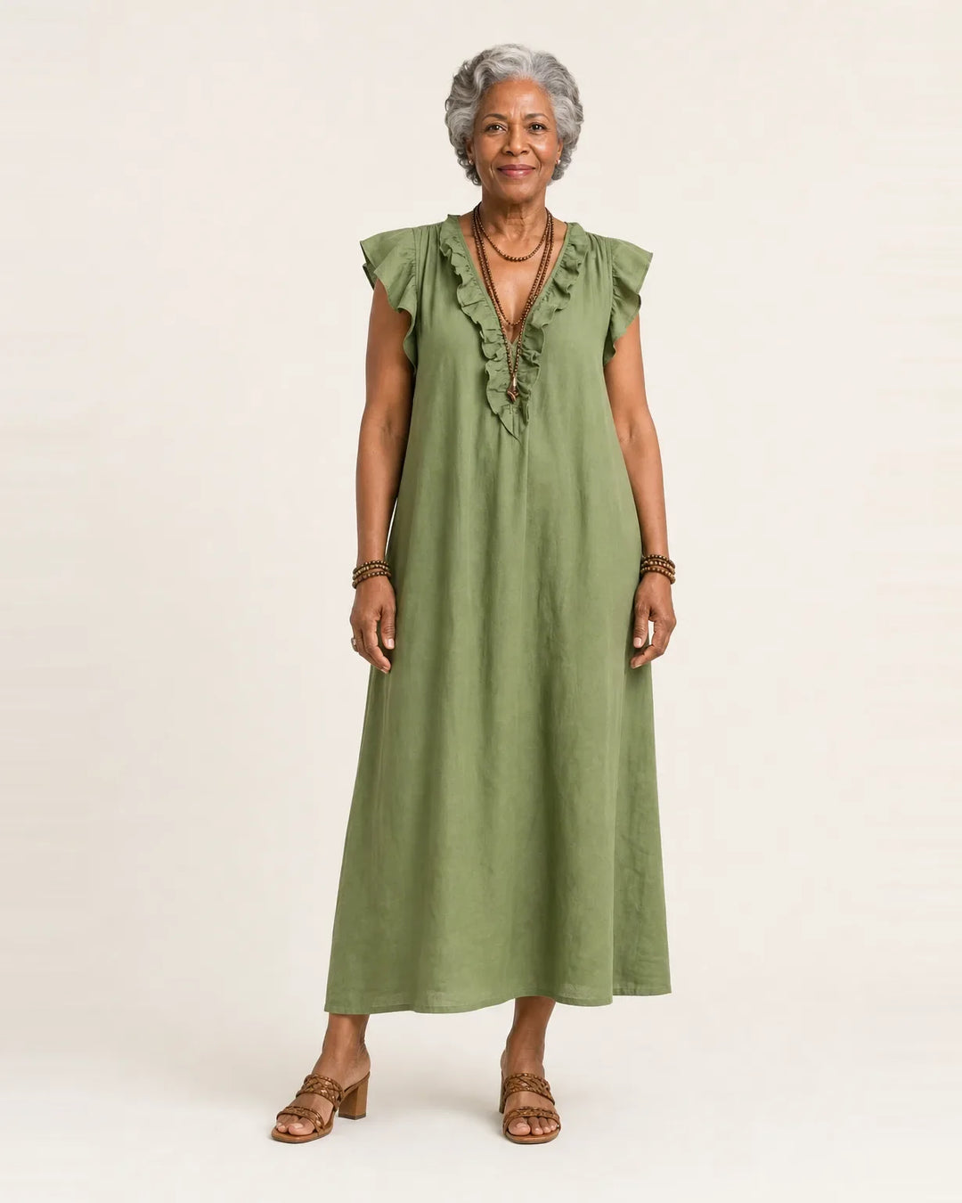 Josette | Ruffle V-Neck Maxi Dress