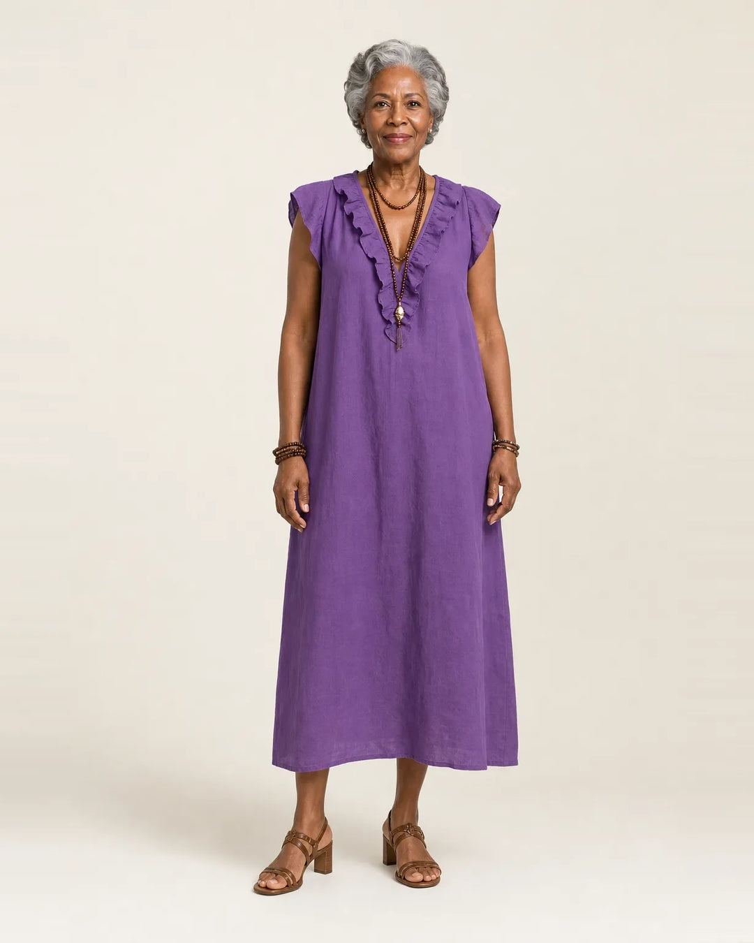 Josette | Ruffle V-Neck Maxi Dress