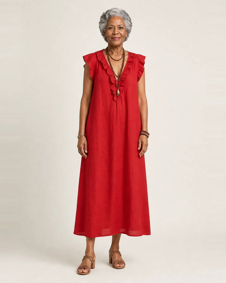 Josette | Ruffle V-Neck Maxi Dress