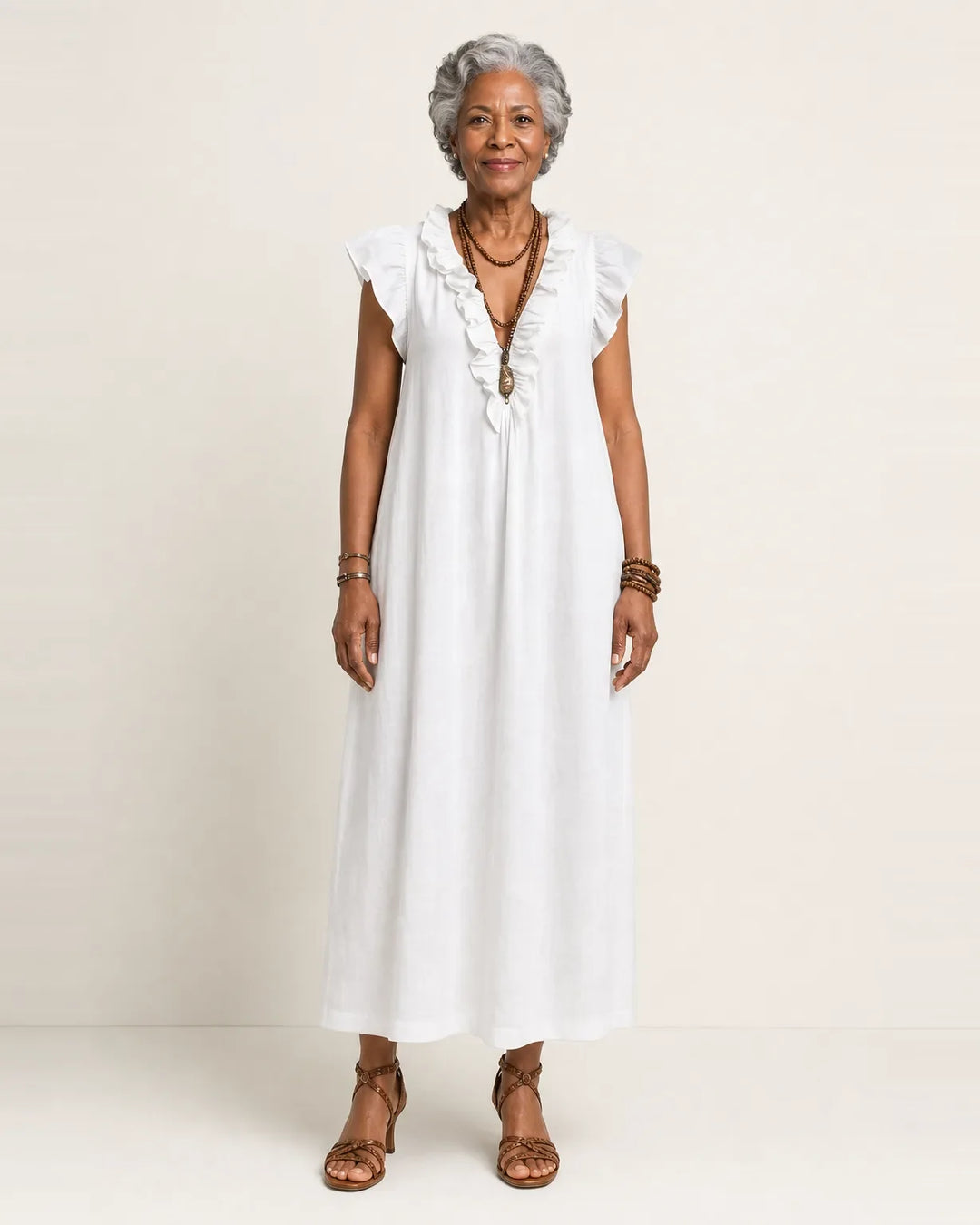Josette | Ruffle V-Neck Maxi Dress