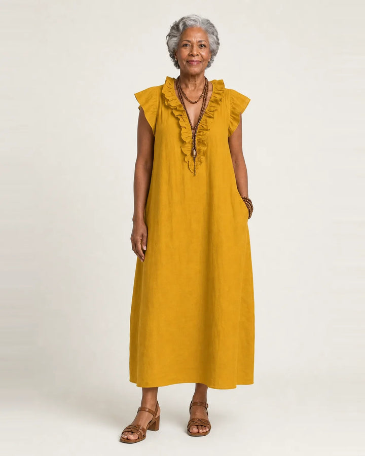 Josette | Ruffle V-Neck Maxi Dress